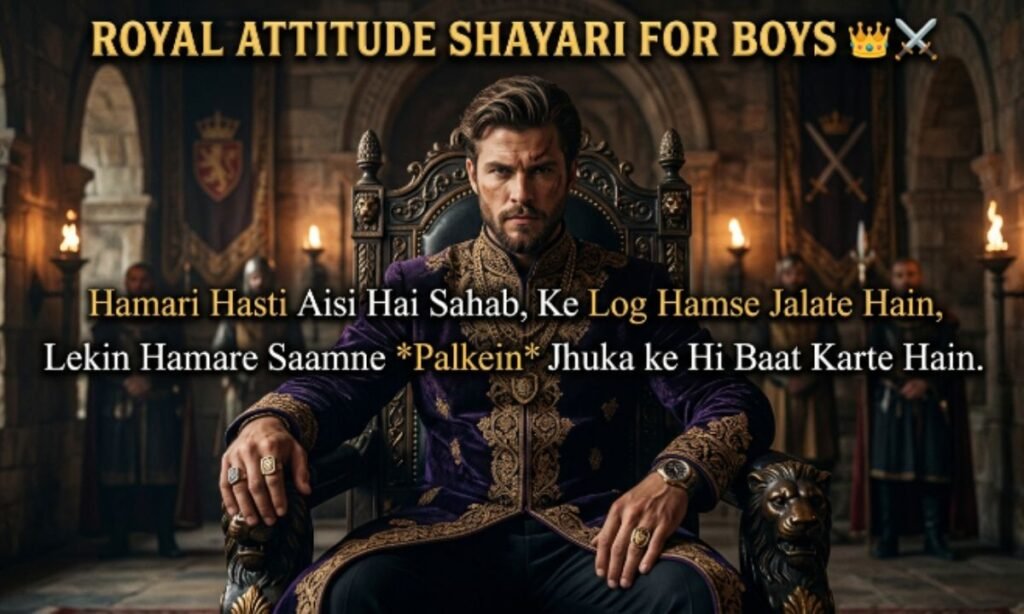 2 Line Royal Attitude Shayari for Boys 👑⚔️