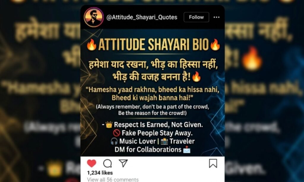 Attitude Shayari Bio For Instagram