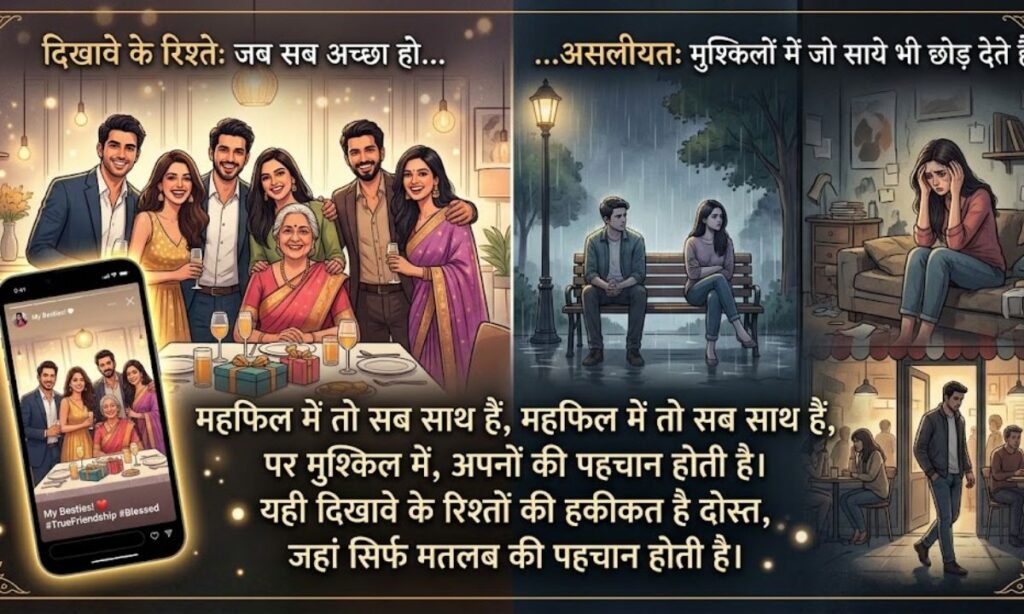 Riste Shayari Status in Hindi Dikhaway Ke Rishte Aur Asliyat