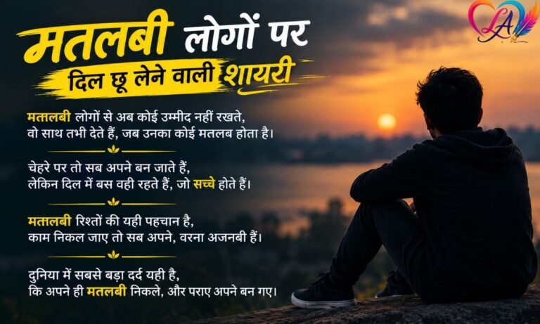 Matlabi Log Shayari in Hindi मतलबी लोगों पर दिल छू लेने वाली शायरी